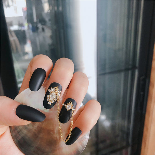 24PCS Crystal Queen Coffin Fake Nails