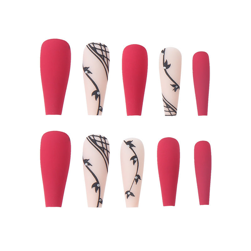 Intellectual lady-Coffin Extra Long Press on Nails Ballerina Fake Nails Matte Solid Halloween Full Cover False Nails Acrylic Nails Tips for Women and Girls(24pcs)(L-35)