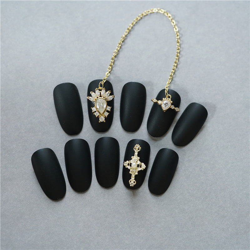 24PCS Crystal Queen Coffin Fake Nails