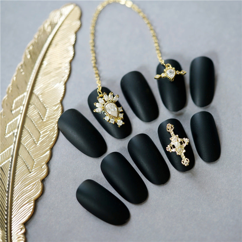 24PCS Crystal Queen Coffin Fake Nails