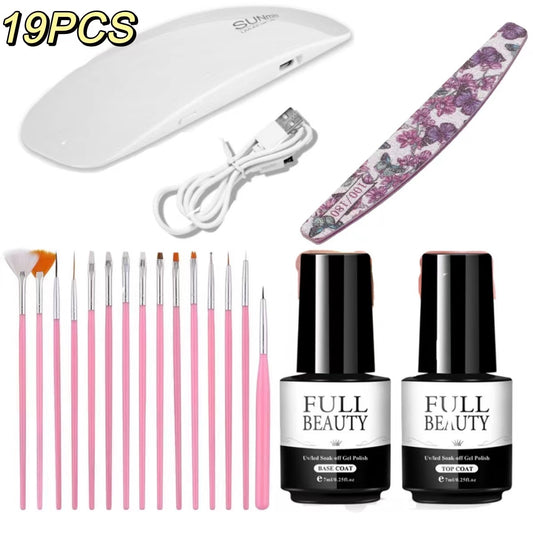 19 PCS Nail Top Coat&Base Coat tool kit(Basic Edition)