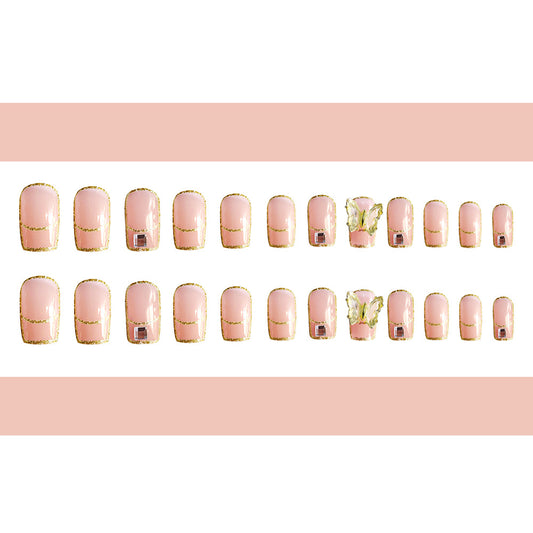 MS-Fairy Butterfly Medium Square Glossy Fake Nails 24pcs