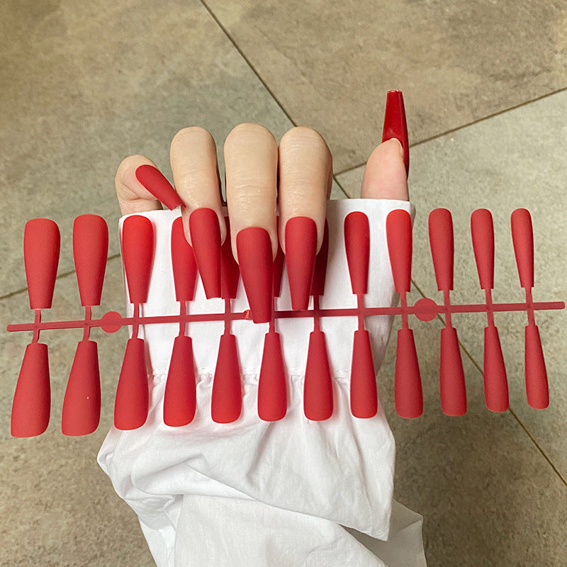 (L-007)Long Coffin Press on Nails Matte Ballerina Fake Nails Pure Color False Nails Daily Party Full Cover Acrylic Nails Tips for Women and Girls 24 PCs