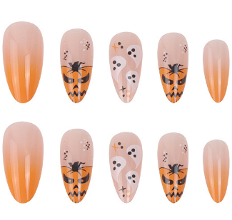 LP-Pumpkin Monster-Long Pointed Matte Detachable Fake Nails 24pcs