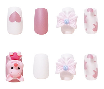 MS-Pink Pig-Medium Square Glossy Detachable Fake Nails 24pcs