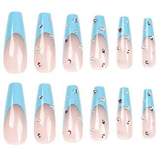 LF-Sky French-Long French Glossy Detachable Fake Nails 24pcs