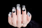 (S-001)Glossy Fake Nails Short Black Press on Nails 3D Bling Glitter False Nails Square Full Cover Acrylic Nails for Women and Girls 24Pcs