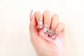 (M-99)Medium and long pink fake nails inlaid with diamonds 24PCS