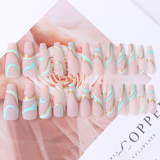 PopArt 24pcs Matte Coffin Press on Nails Extra Long Ballerina Fake Nails Cute Pop False Nails Acrylic Fake Fingernails Full Cover Manicure for Women & Girls