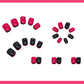 (18)Different Mood-Press on Nails Short, Black&Pink Double Color Fake Nails with Glue, Simple Acrylic Artificial Nails False Nails Ballerina French Tip for Women Daily Life Holiday