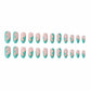 (24)Spring French-Almond Nail Green French Fake Nails