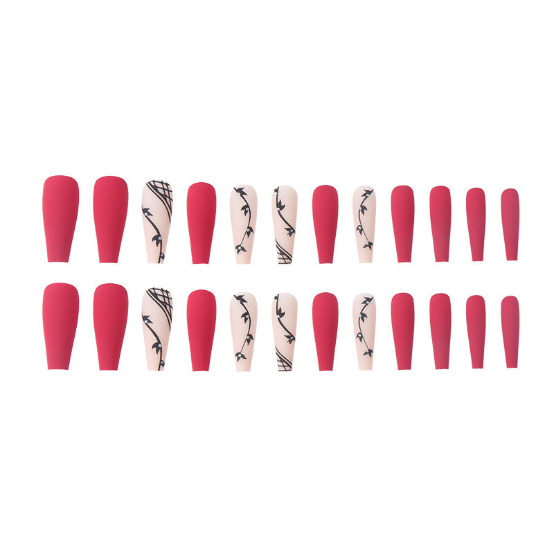 Intellectual lady-Coffin Extra Long Press on Nails Ballerina Fake Nails Matte Solid Halloween Full Cover False Nails Acrylic Nails Tips for Women and Girls（24pcs)(L-35)