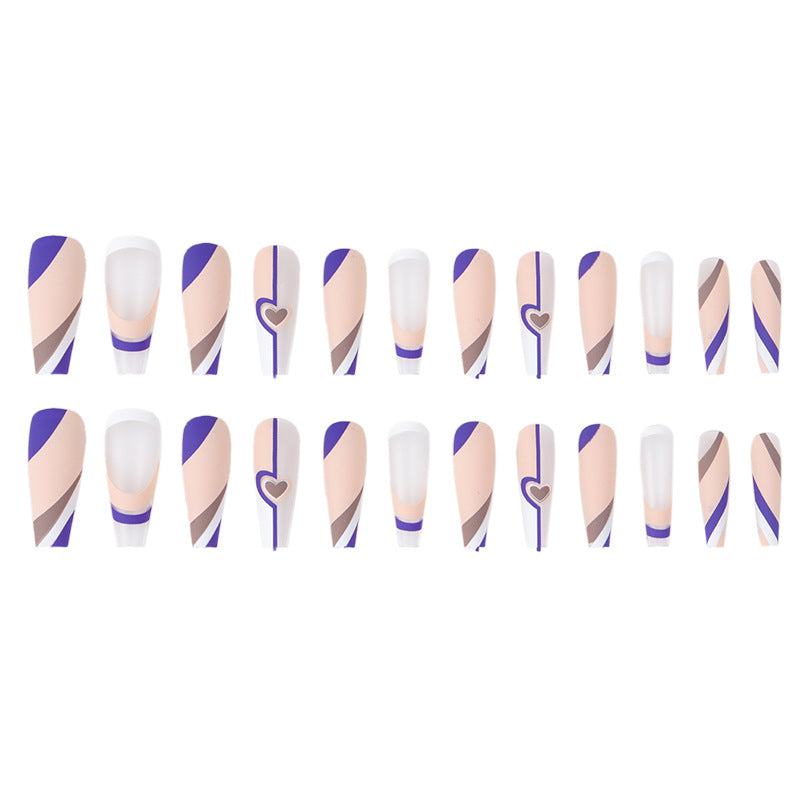 (14)POP LOVE-Nails Medium Length,Glossy Full Cover Fake Nails With Glue Sticker,False Nails Art Decoration,Home DIY Fingernails Artificial Acrylic Nails Tips for Women Girls 24PCS