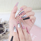 (L-029)Pink Marble-Nails Long Coffin Fake Marble Nails Design Acrylic Full Cover Nails Tips Press on Nail Art Decoration for Women and Girls Fake Nails 24pcs