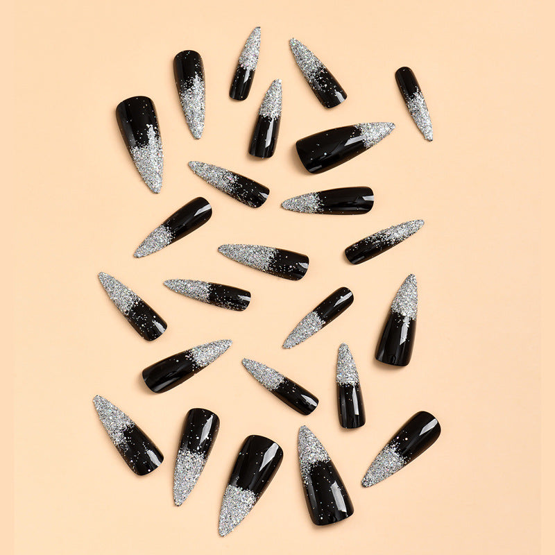 LS-Night Elf - Long Almond Nail Shiny Fake Nails 24 Pieces【HALO STUDIO】