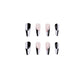 (27)Color Block Ballet-Long Fake Nails Black White Ballerina False Nail Tips Glossy Acrylic Nails Cool Press on Nails for Women and Girls