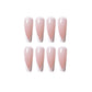 (28)French Ballet - White French Ballet Long Press on Nails Coffin Artificial Fake Nails 24pcs