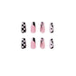 Flame Tai Chi-Press on Nails Medium Abstract Checkerboard Coffin Fake Nails with Designs Glossy False Nails for Women Girls Stick on Nails with Glue on Acrylic Nail Tips