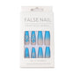 (29)Blue Coffin Press On Nails, Long Ballerina Fake Nails False Nails, Press On Nails with Designs, Glue On Nails, 24PCS Press Ons Full Size for Women Girls(L-015)