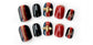 (S-03)GG Bee-Bee Press on Nails Glossy Fake Nails Cute Full Cover Acrylic Nails Square Black Red Artificial False Nails Tips for Women and Girls 24Pcs