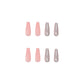 (12)Pink Sweetheart-Glossy Pink Fake Nails Extra Long Coffin Press on Nails Glitter Crystal Ballerina Ombre Gradient Full Cover Artificial False Nails Tips for Women and Girls 24Pcs