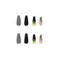 (11)Classic Stripes--Black Press on Nails Long Skeleton Stripe Coffin Fake Nails with Designs Glossy False Nails for Women Girls Stick on Nails with Glue on Acrylic Nail Tips