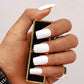 (M-16)Elegant Lady-White Press on Nail Square Short Fake Nails Acrylic Full Cover Glossy Stick on Nails Prom Fingernails Wedding False Nails for Women and Girls 24Pcs