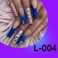 Charm dark blue frosted diamonds fake nails 24pcs