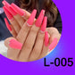 (L-005)Pink Necklace Gem  Coffin Fake Nails Acrylic Press on Full Cover Fake Nails 24pcs