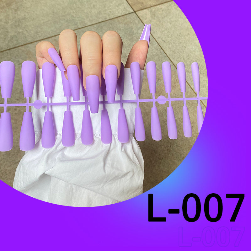 (L-007)Long Coffin Press on Nails Matte Ballerina Fake Nails Pure Color False Nails Daily Party Full Cover Acrylic Nails Tips for Women and Girls 24 PCs