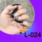 (L-024)Cross-Glossy Coffin Press on Nails Punk Fake Nails with Designs Long Black False Nails Full Cover Ballerina Acrylic Nails