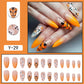 LP-Pumpkin Monster-Long Pointed Matte Detachable Fake Nails 24pcs