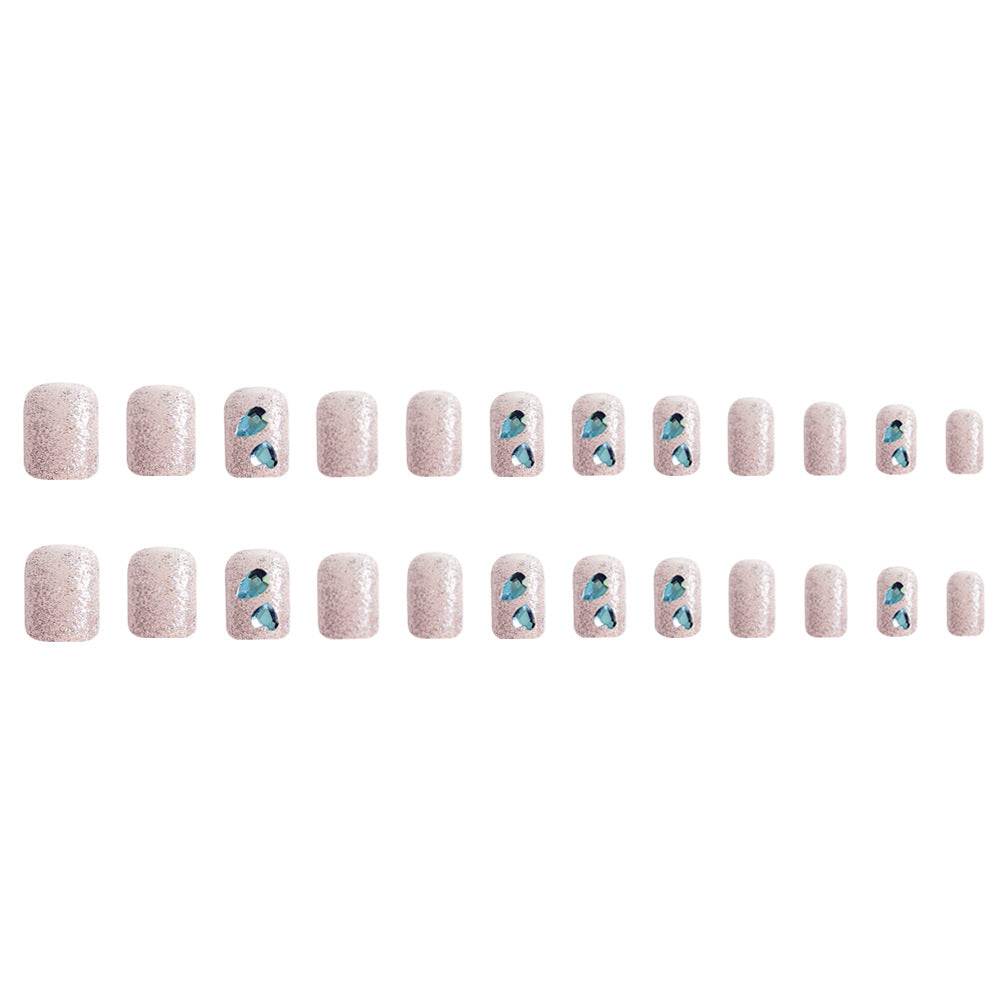 MS-Mermaid Tears-Medium Square Glossy Detachable Fake Nails 24pcs