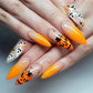 LP-Pumpkin Monster-Long Pointed Matte Detachable Fake Nails 24pcs