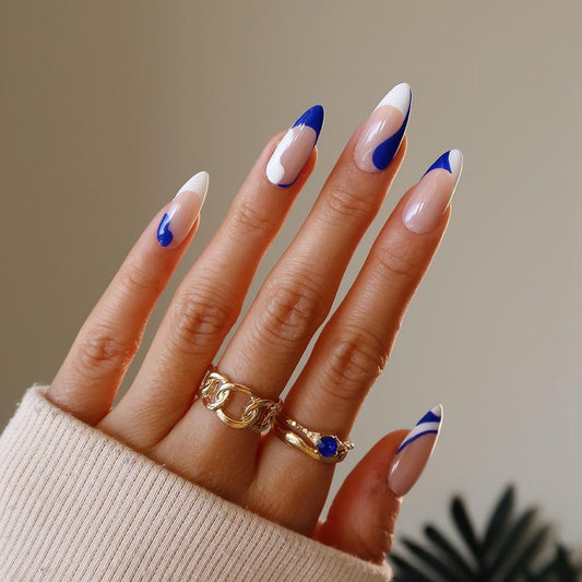 French nails in blue and white 24pcs