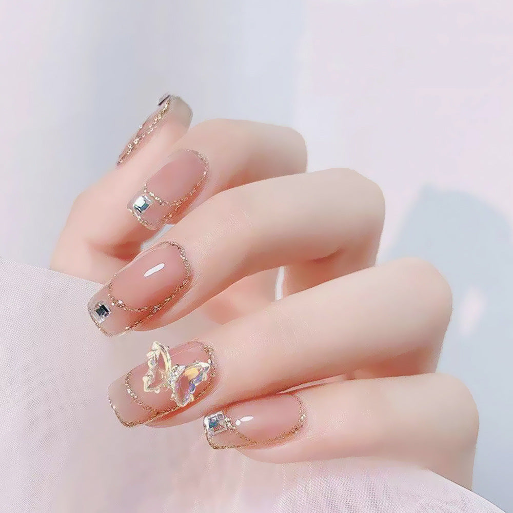 MS-Fairy Butterfly Medium Square Glossy Fake Nails 24pcs