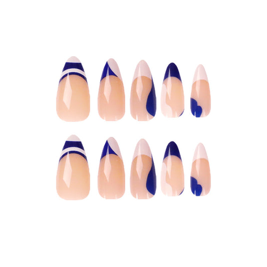 French nails in blue and white 24pcs