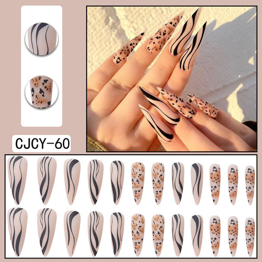 LP-Leopard-Long Pointed Matte Detachable Fake Nails 24pcs