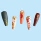 LS-NIGHT FLOWER- Long Almond Nail Shiny Fake Nails 24 Pieces【HALO STUDIO】