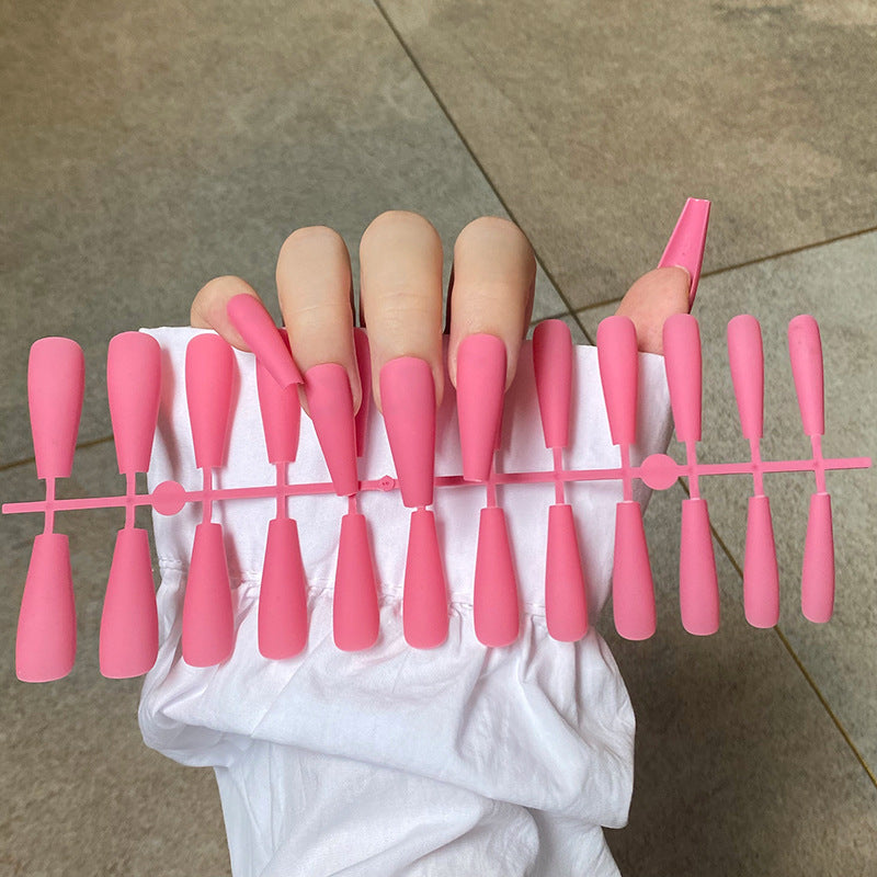 (L-007)Long Coffin Press on Nails Matte Ballerina Fake Nails Pure Color False Nails Daily Party Full Cover Acrylic Nails Tips for Women and Girls 24 PCs